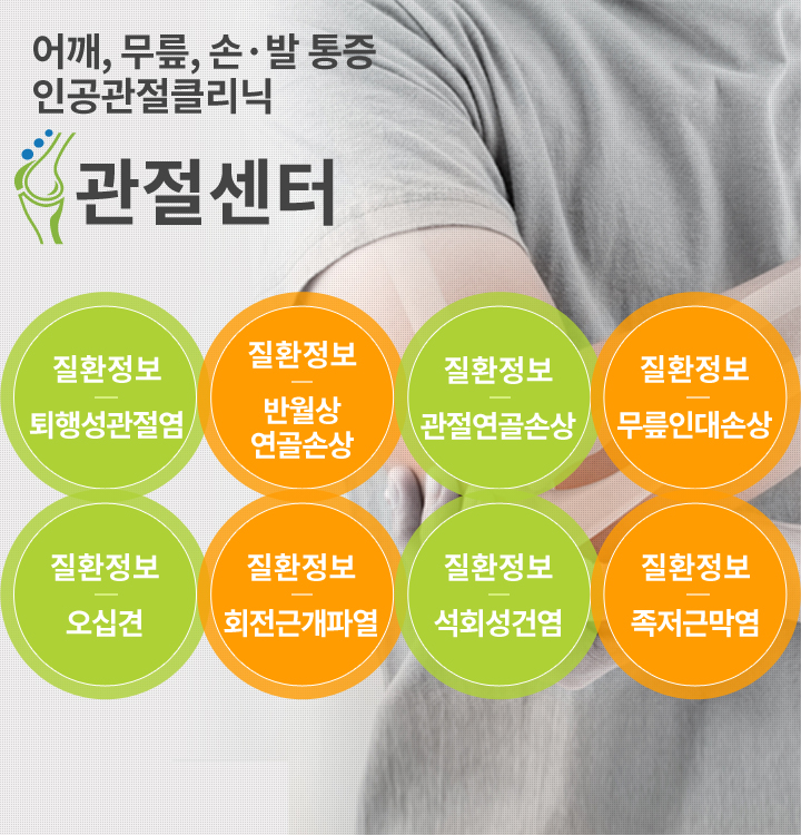 어깨, 무릎, 손·발 통증 인공관절클리닉 관절센터